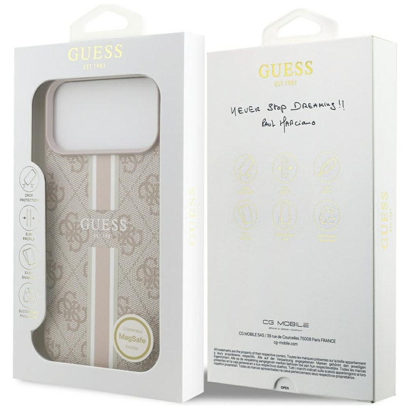 Guess 4G Printed Stripes MagSafe - Etui iPhone 17 Pro Max (różowy)