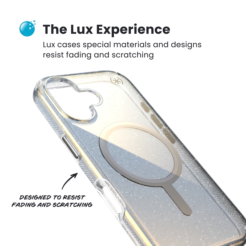 Speck Presidio Lux MagSafe - Etui iPhone 17 (Hyper Mirror Glitter / Silver Metallic)