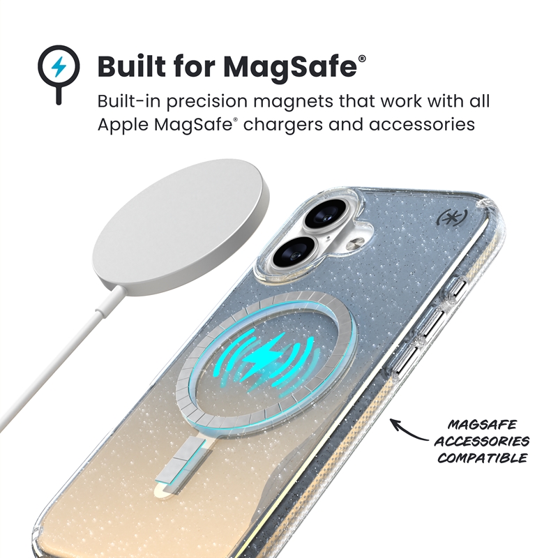 Speck Presidio Lux MagSafe - Etui iPhone 17 (Hyper Mirror Glitter / Silver Metallic)