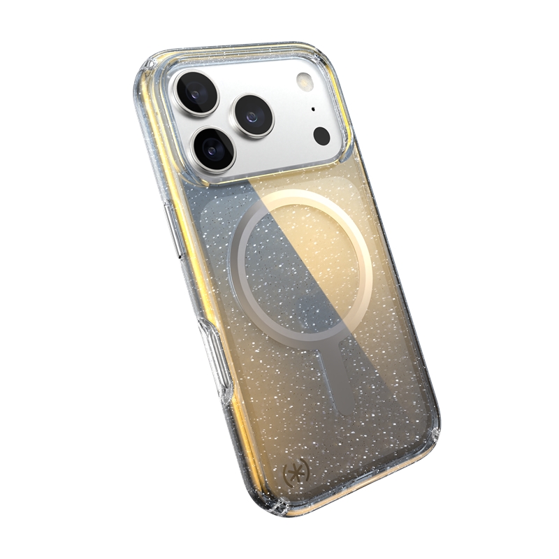 Speck Presidio Lux MagSafe - Etui iPhone 17 Pro (Hyper Mirror Glitter / Silver Metallic)