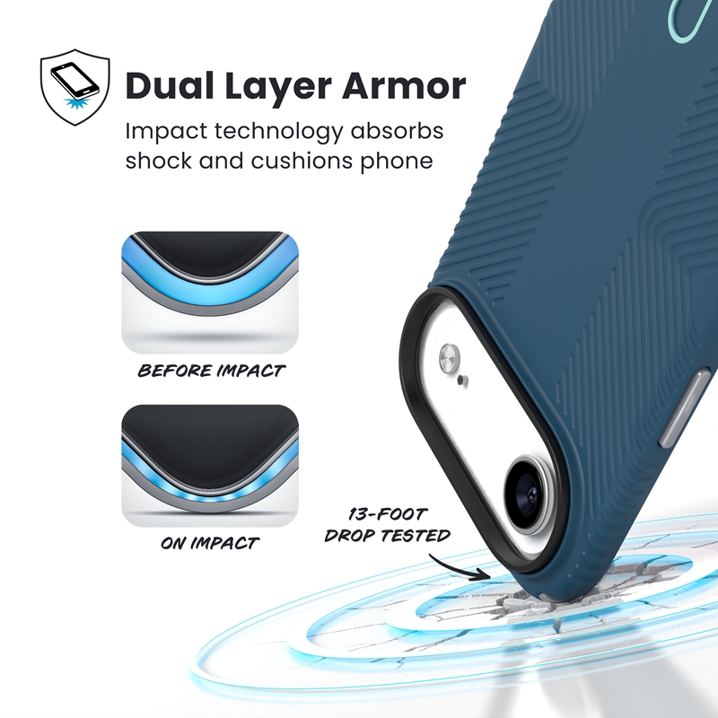 Speck Presidio2 Grip ClickLock & MagSafe - Etui iPhone Air (Deep Sea / Silver Metallic / Spell Blue)