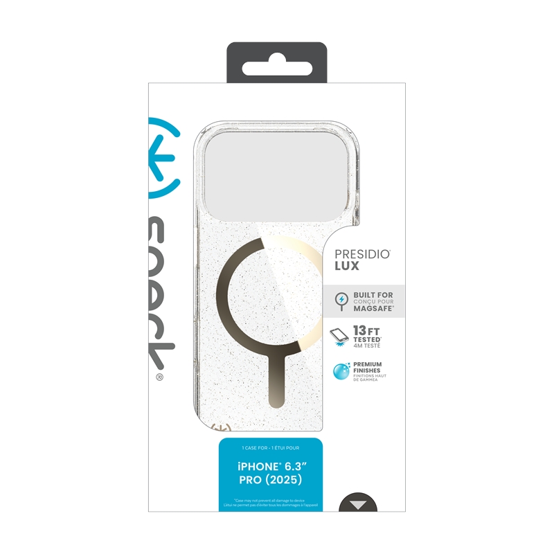 Speck Presidio Lux MagSafe - Etui iPhone 17 Pro (Glitter / Gold Metallic)