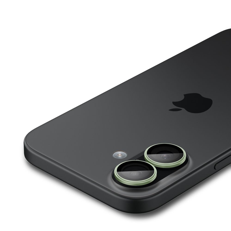 Spigen Optik Pro GLAS.TR EZ Fit Camera Protector 2-Pack - Szkło ochronne na obiektyw do iPhone 16 / 16 Plus / 17 (2 szt) (Green)