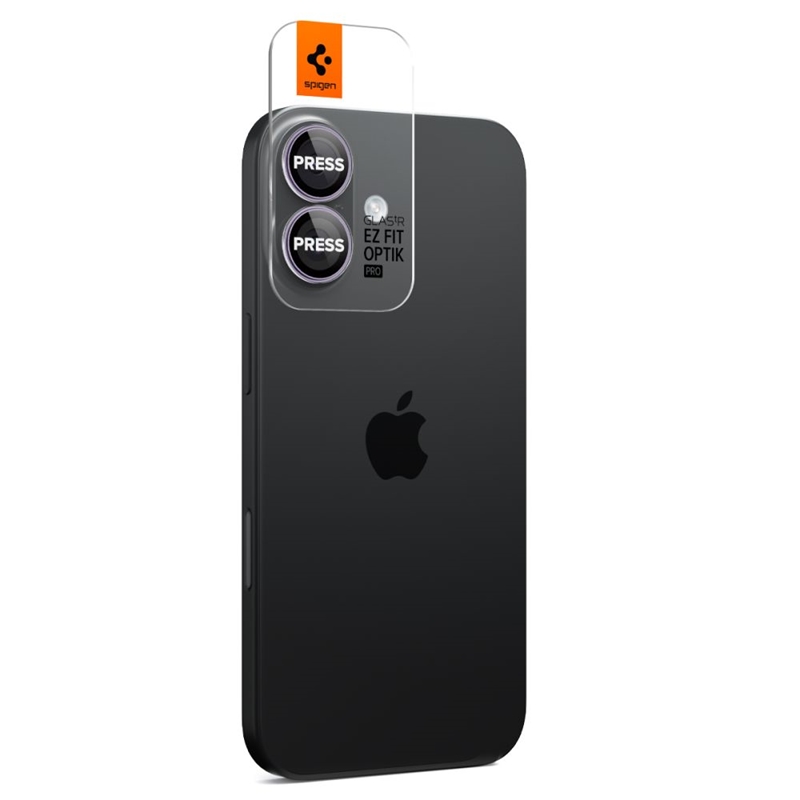 Spigen Optik Pro GLAS.TR EZ Fit Camera Protector 2-Pack - Szkło ochronne na obiektyw do iPhone 16 / 16 Plus / 17 (2 szt) (Purple)