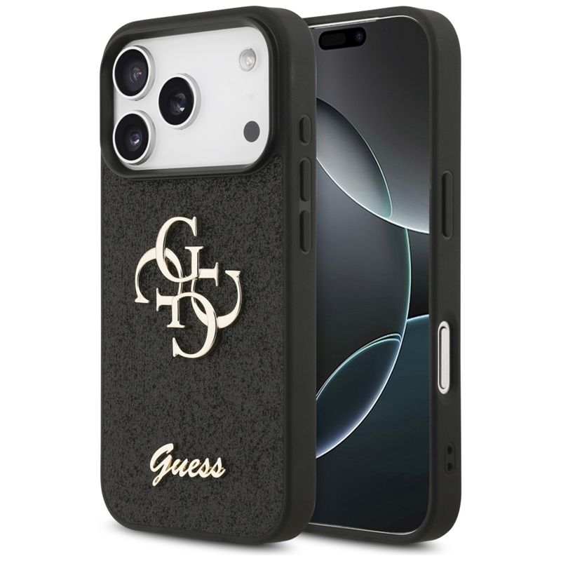 Guess Fixed Glitter Big 4G - Etui do iPhone 17 Pro (czarny)