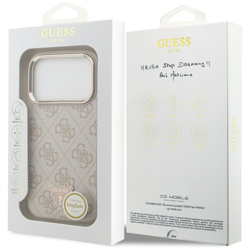 Guess 4G Triangle Logo MagSafe - Etui iPhone 17 Pro (różowy)