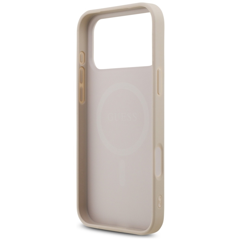 Guess Leather 4G Triangle Strass MagSafe - Etui iPhone 17 Pro Max (różowy)