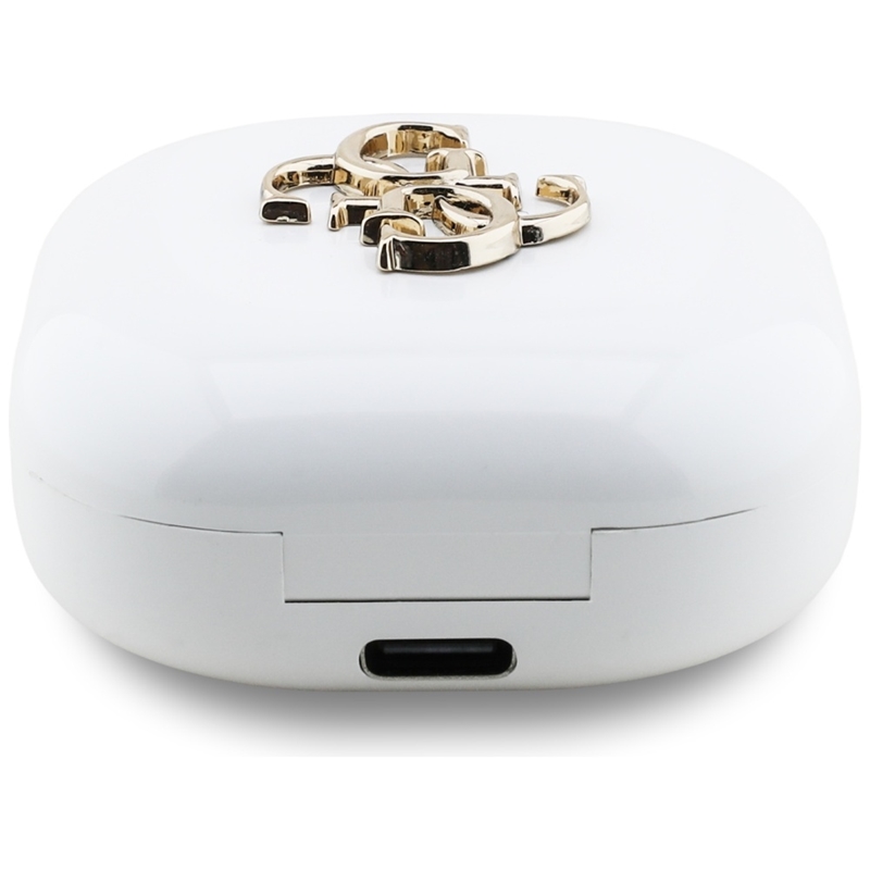 Guess 4G Metal Logo - Słuchawki Bluetooth TWS + etui ładujące (biały)