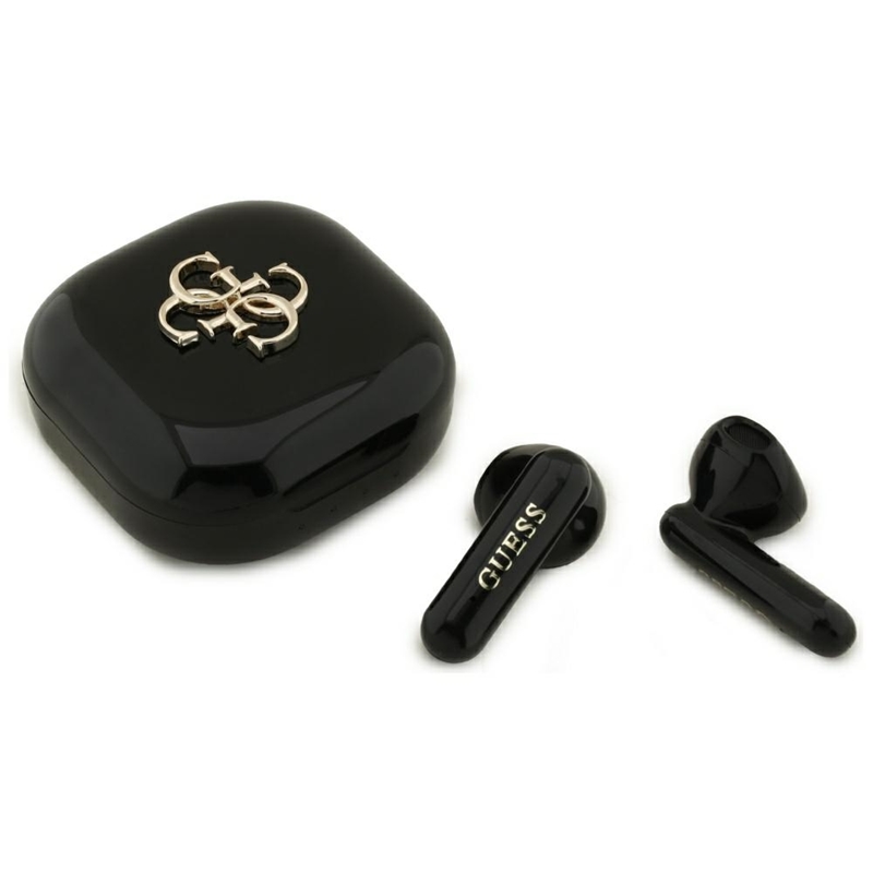 Guess 4G Metal Logo - Słuchawki Bluetooth TWS + etui ładujące (czarny)