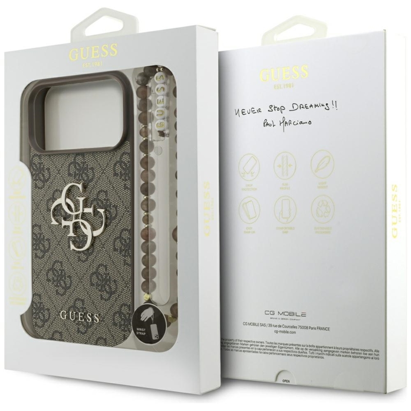 Guess 4G Strap 4G Classic Logo - Etui iPhone 17 Pro Max (brązowy)