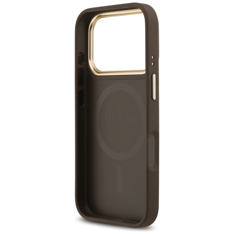 Guess 4G Strass Logo MagSafe - Etui iPhone 17 Pro (brązowy)