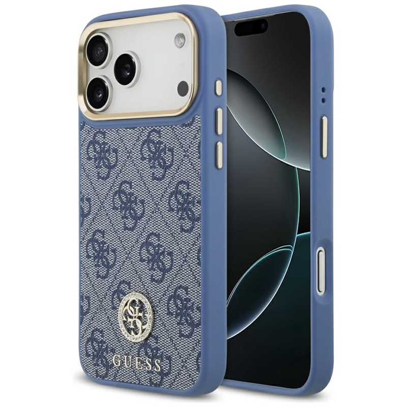 Guess 4G Strass Logo MagSafe - Etui iPhone 17 Pro Max (niebieski)