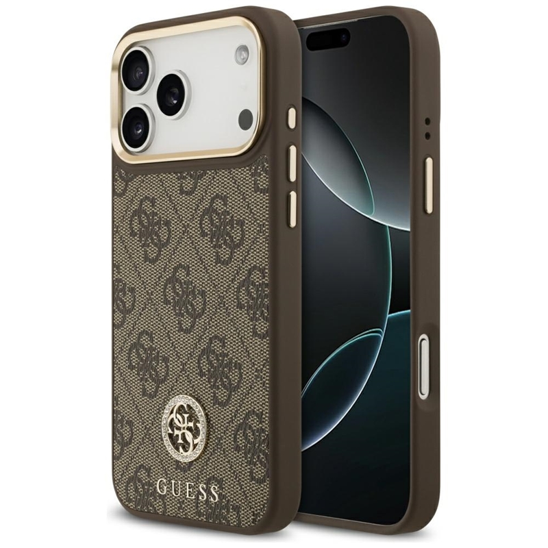Guess 4G Strass Logo MagSafe - Etui iPhone 17 Pro Max (brązowy)