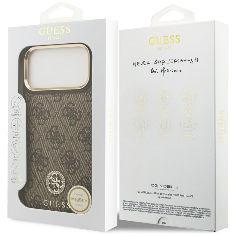 Guess 4G Strass Logo MagSafe - Etui iPhone 17 Pro Max (brązowy)