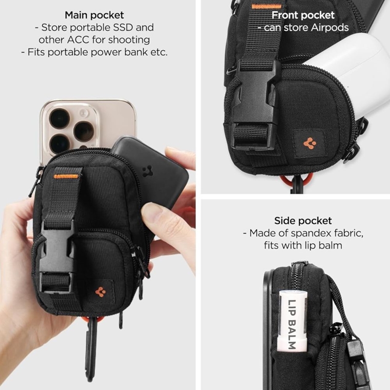 Spigen Snap Zip MagFit Pouch - Torba kompaktowa / organizer magnetyczny MagSafe (Black)