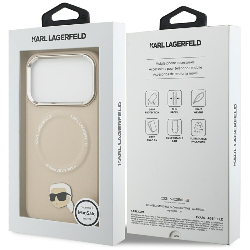 Karl Lagerfeld Karl Pin MagSafe - Etui iPhone 17 Pro Max (beżowy)