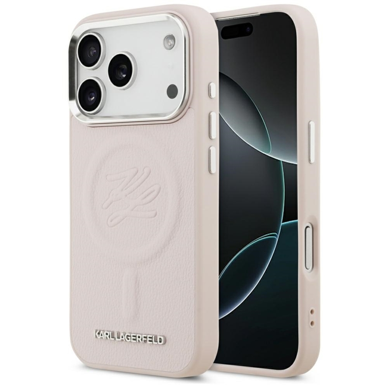 Karl Lagerfeld Initial & Metal Logo MagSafe - Etui iPhone 17 Pro (różowy)