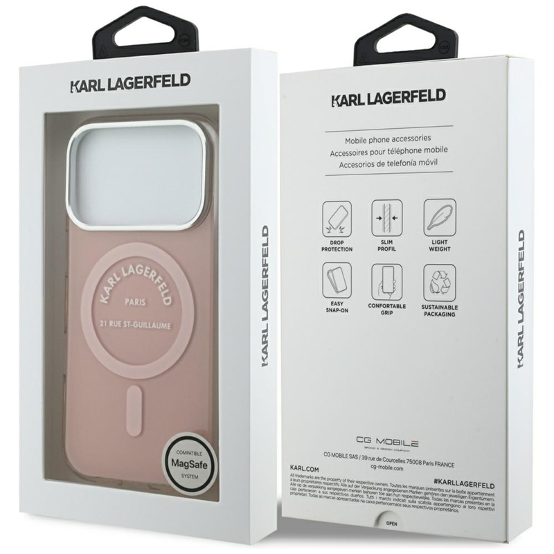 Karl Lagerfeld IML Karl RSG Logo MagSafe - Etui iPhone 17 Pro (różowy)