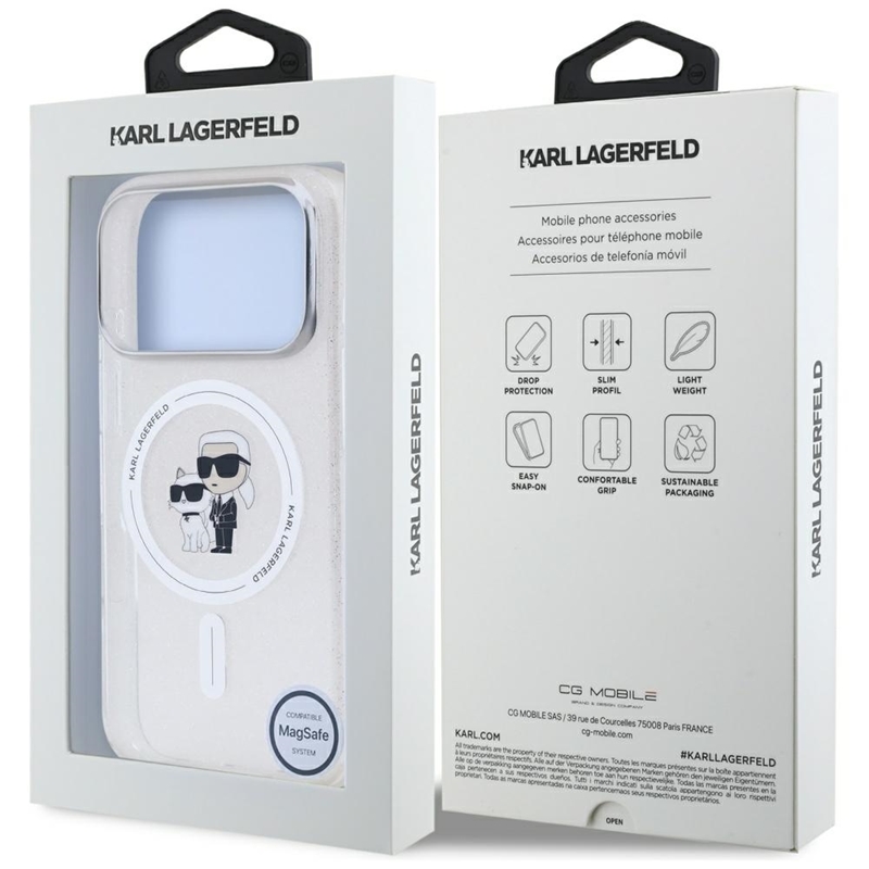 Karl Lagerfeld IML Karl Choupette Glitter MagSafe - Etui iPhone 17 Pro Max (przezroczysty)