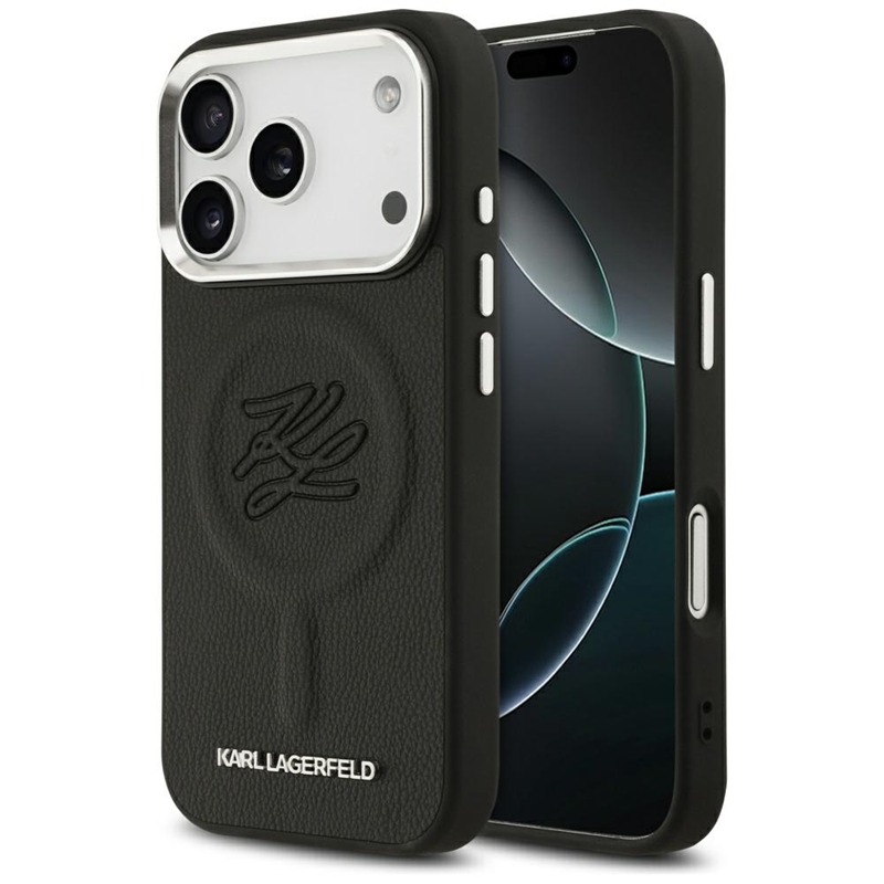 Karl Lagerfeld Initial & Metal Logo MagSafe - Etui iPhone 17 Pro (czarny)