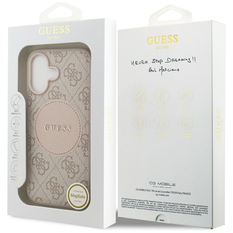Guess 4G Circle Classic Logo MagSafe - Etui iPhone 17 (różowy)
