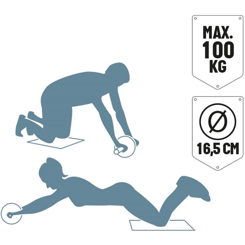 Umbro - Dwukołowy wałek do treningu mięśni brzucha z matą (Czerwony)