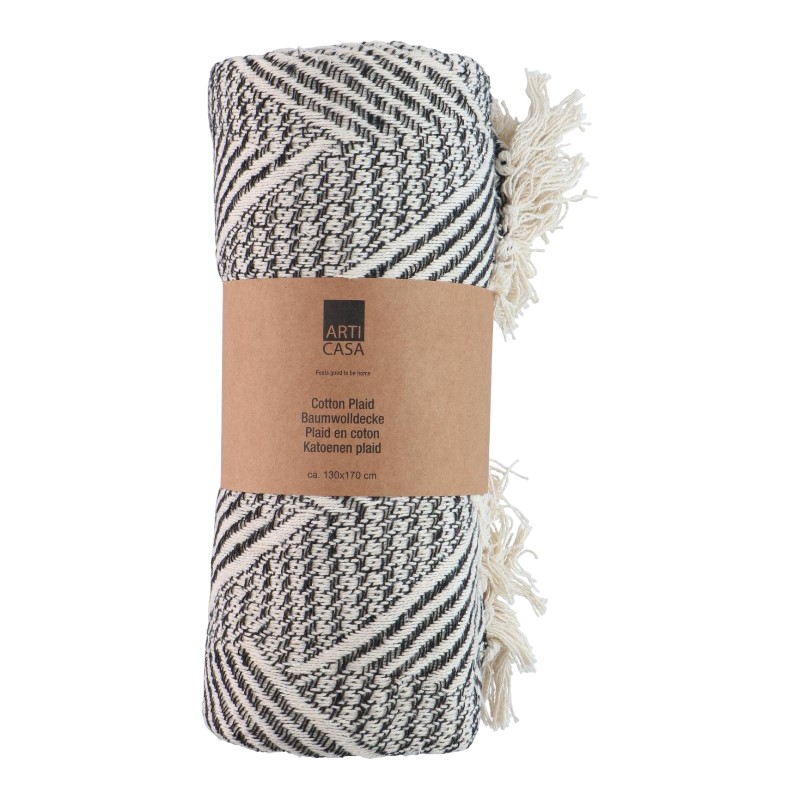 Arti Casa - Koc bawełniany w jodełke 130x170 cm (Czarny / Biały)