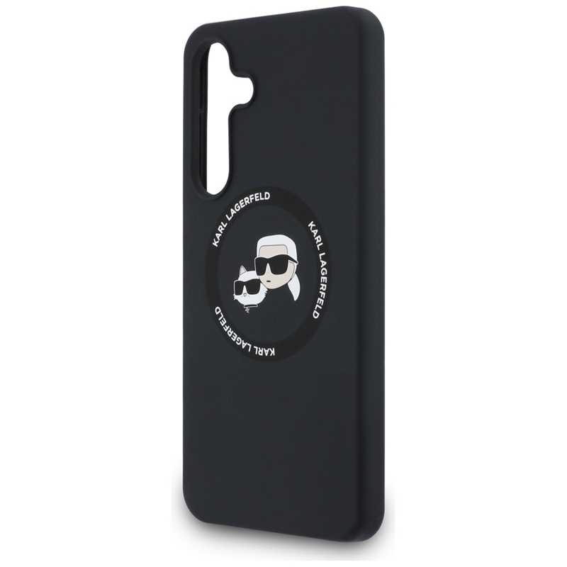 Karl Lagerfeld Silicone Karl & Choupette Heads MagSafe - Etui Samsung Galaxy S25 FE (czarny)