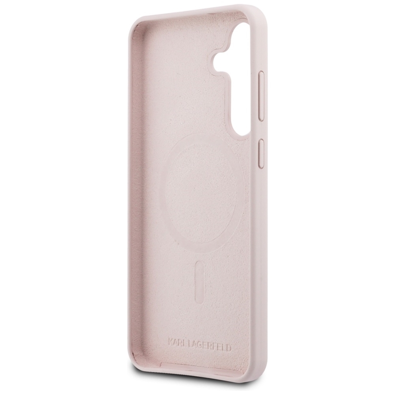 Karl Lagerfeld Silicone Karl & Choupette Heads MagSafe - Etui Samsung Galaxy S25 FE (różowy)