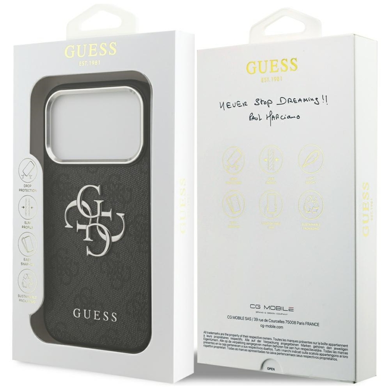 Guess 4G Big 4G Classic Logo - Etui iPhone 17 Pro (czarny / srebrny)