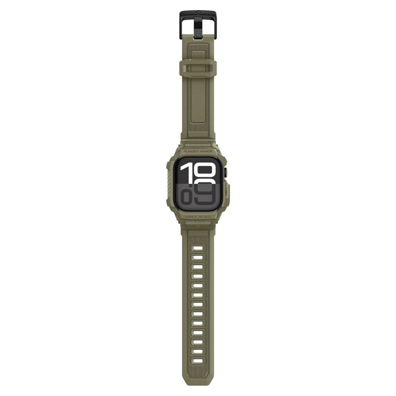 Spigen Rugged Armor Pro V2 – Pasek z obudową do Apple Watch 10 / 11 46 mm (Vintage Khaki)