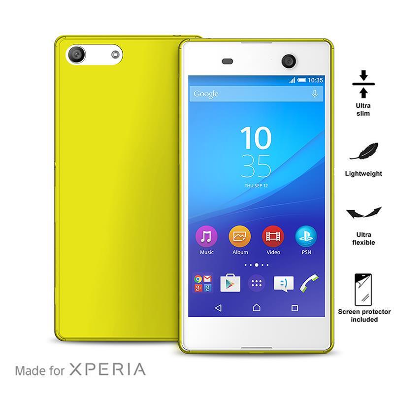 PURO Ultra Slim "0.3" Cover MFX - Zestaw etui + folia na ekran Xperia M5 (limonkowy)