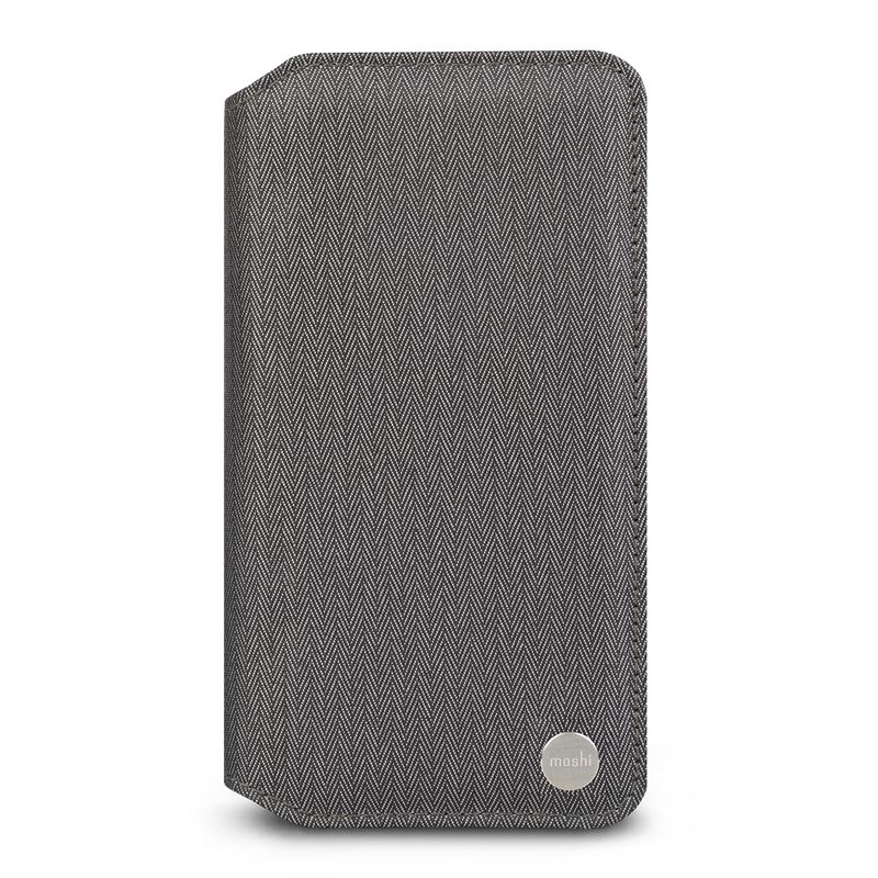 Moshi Overture - Etui iPhone Xs Max z kieszenią na karty + stand up (Herringbone Gray)