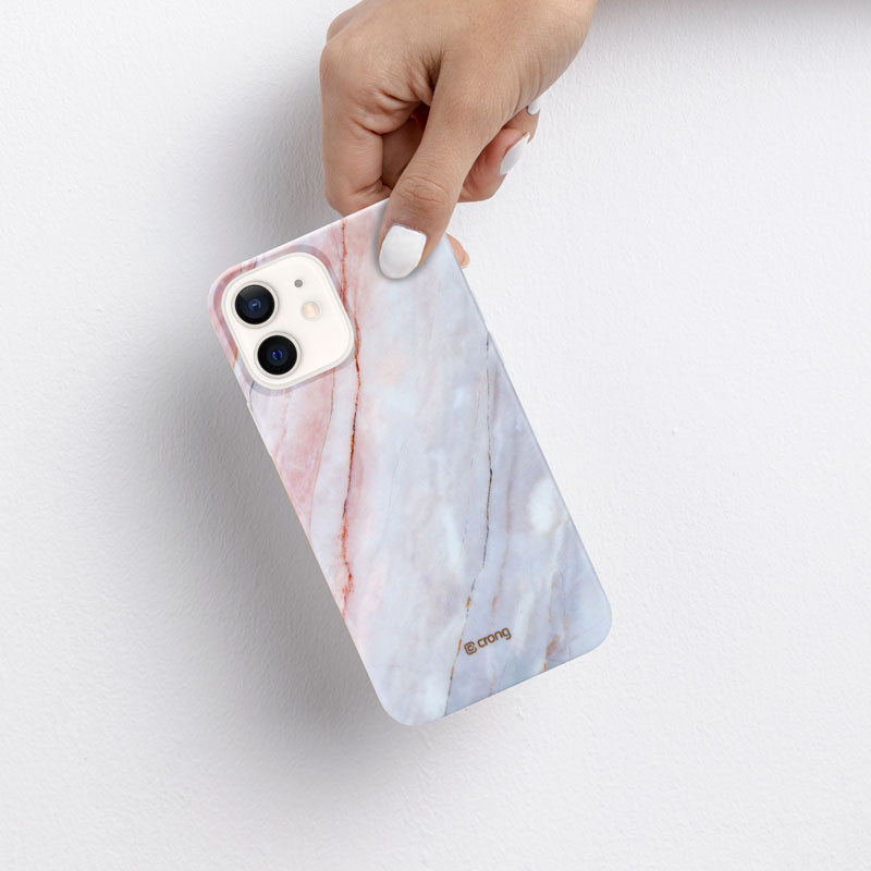 Crong Marble Case - Etui iPhone 12 Mini (różowy)