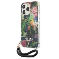 Guess Flower Cord - Etui ze smyczką iPhone 13 Pro Max (Blue)
