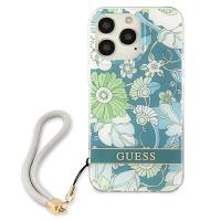 Guess Flower Cord - Etui ze smyczką iPhone 13 Pro Max (Green)