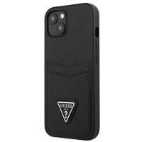 Guess Saffiano Double Card Triangle - Etui iPhone 13 Mini (czarny)