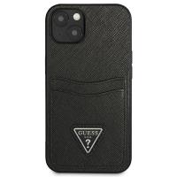 Guess Saffiano Double Card Triangle - Etui iPhone 13 Mini (czarny)