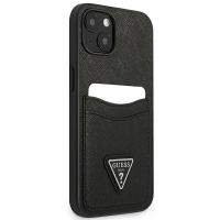 Guess Saffiano Double Card Triangle - Etui iPhone 13 Mini (czarny)