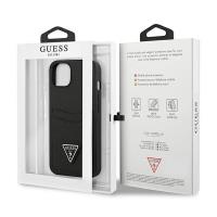 Guess Saffiano Double Card Triangle - Etui iPhone 13 Mini (czarny)