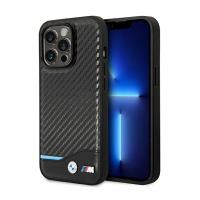 BMW Leather Carbon Blue Line – Etui iPhone 14 Pro Max (Czarny)