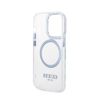 Guess Metal Outline Magsafe - Etui iPhone 14 Pro (przezroczysty / niebieski)