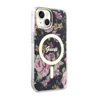 Guess Flower MagSafe - Etui iPhone 14 Plus (Czarny)