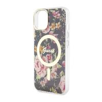 Guess Flower MagSafe - Etui iPhone 14 Plus (Czarny)