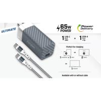 Energizer Ultimate - Ładowarka sieciowa Multiplug EU / UK / US GaN USB-C & USB-A 65W PD + Kabel USB-C (Czarny)