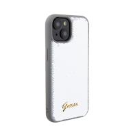 Guess Sequin Script Metal - Etui iPhone 15 (srebrny)