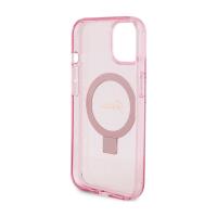 Guess Ring Stand Script Glitter MagSafe - Etui iPhone 15 Plus (różowy)