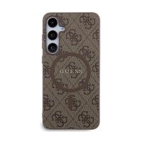Guess 4G Collection Leather Metal Logo MagSafe - Etui Samsung Galaxy S24+ (brązowy)