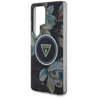 Guess Glitter Flowers Triangle Buttons MagSafe - Etui do Samsung Galaxy S25 Ultra (czarny)