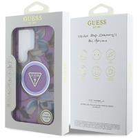 Guess Glitter Flowers Triangle Buttons MagSafe - Etui do Samsung Galaxy S25 Ultra (fioletowy)